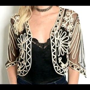 EZ CLOTHING BLACK AND GOLD. CARDIGAN